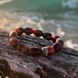 🆕 Stunning Peacock Agate barrel Bracelet